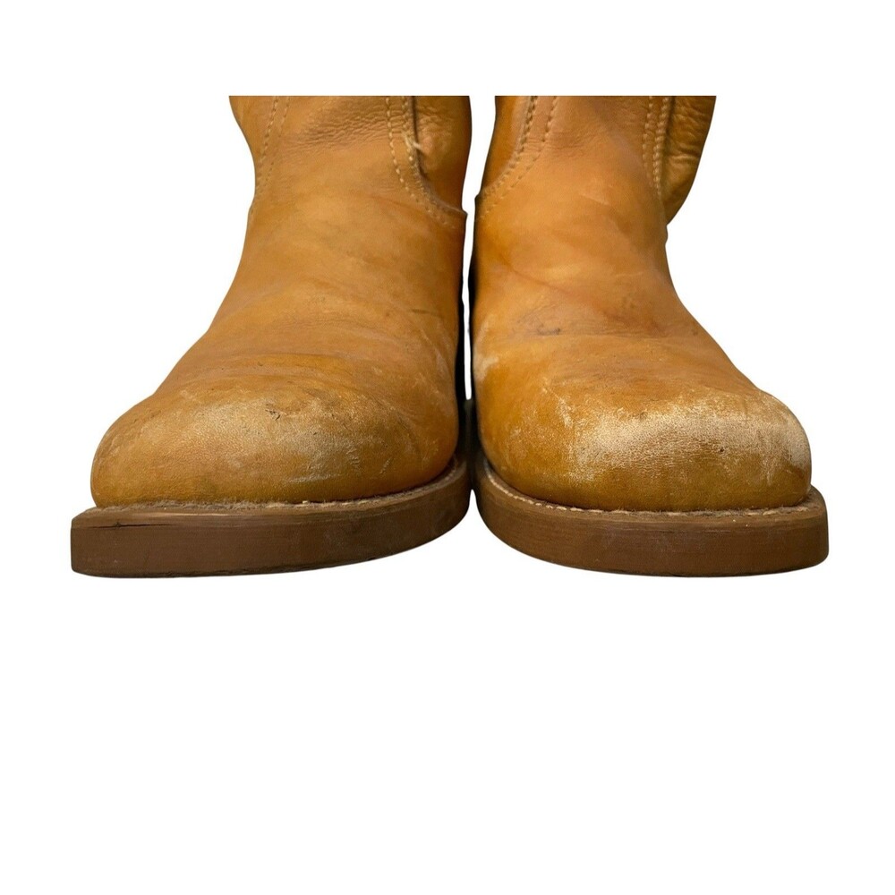 Vintage Landis Light Brown Leather Campus Western Boots Men’s Size 10 USA Cowboy - Picture 5 of 12